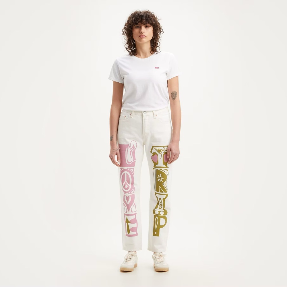 Levi’s Love Trip 501 90s Mid-Rise Button Fly Jean Stonewashed White Size 26/30